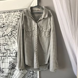 Grey and white stripped button down
